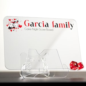 Pizarra de borrado en seco con marcador. Tablero de puntuación personalizado para juegos familiares. Registro de puntuaciones para noches de juegos. Regalos de inauguración.