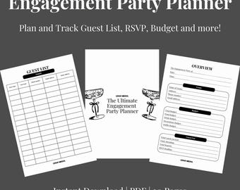 Verlobungsfeier Planer PDF Vorlage | PDF Vorlage | Sofortiger digitaler Download | Hochzeitsplanung | Hochzeitsplaner | Brautparty-Planer