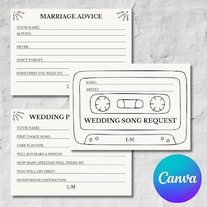 Modèle de toile Fête de fiançailles Shower nuptiale Enterrement de vie de jeune fille ou jeune garçon Réception de jeu Activité | Prédiction de mariage, conseils de mariage, demande de chanson