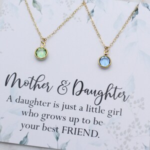 Mother and Daughter Necklace | Crystal Birthstone Pendant Necklace | Birthday Gift for Her | Jewelry Set or Single | Birthstone JAN~DEC