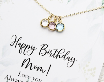 Mother's Day Birthstone Necklace Gift |  Personalized Necklace | Select Message Card | Personalized Grandma Gift | Crystal Gift for Her