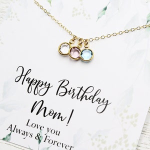 Mother's Day Birthstone Necklace Gift Personalized Necklace Select Message Card Personalized Grandma Gift Crystal Gift for Her image 1