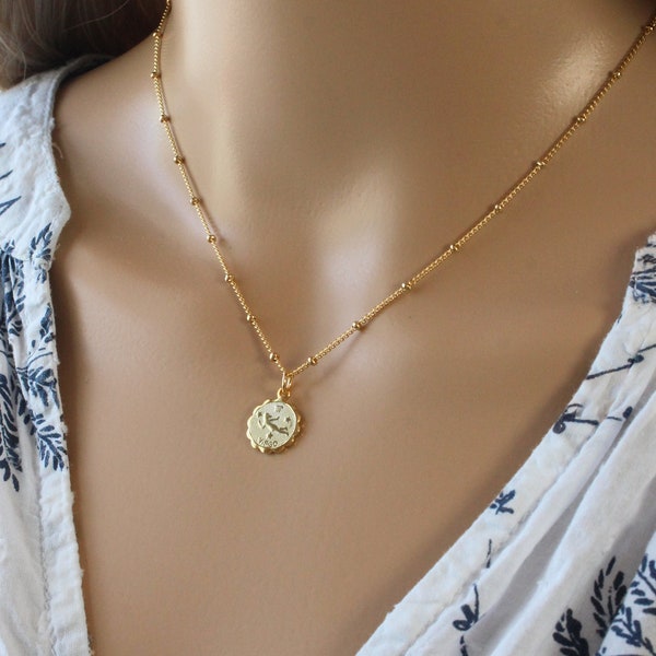 Dainty Gold Aries Zodiac Necklace | Astrology Pendant | Birthday Gift |  Astrology Sign | Horoscope Necklace