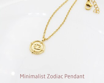 Minimalist Taurus Zodiac Pendant Necklace, Gold Astrology Jewelry