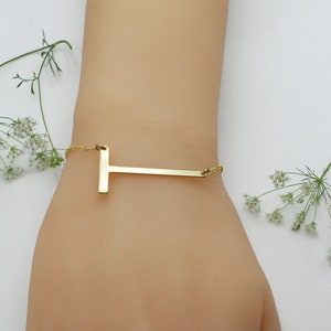 Großes Buchstaben Armband | Initial Armband | Alphabet Schmuck | Silber oder Gold | Großes Alphabet Armband | Geschenk zum Geburtstag