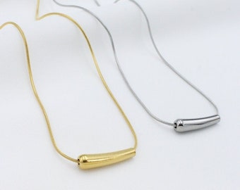 Modern Bar Necklace, Simple Bar Jewelry, Silver Minimal Jewelry, Waterproof Jewelry, Gift for Her