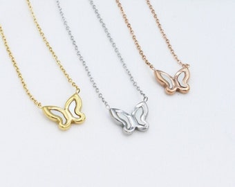 Gold Butterfly Necklace  | Gift for Gardener Butterfly Charm Pendant | Waterproof Jewelry | Gift for Daughter