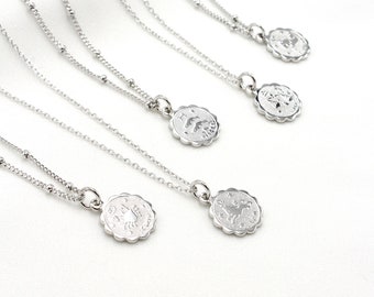 Coin Charm Necklace Medallion Necklace Silver Coin Necklace Vintage Coin Silver Disc Necklace Oval Coin Necklace Coin Necklace Silver