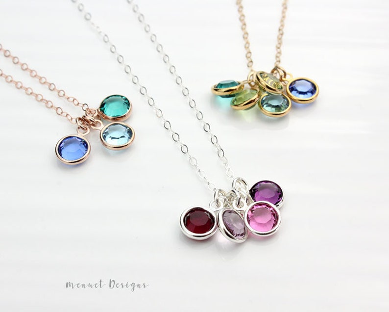 Personalized Necklace for Grandmother Crystal Birthstone Necklace for Mom Gift for Mom in Silver Gold or Rose Gold Jewelry for NANA