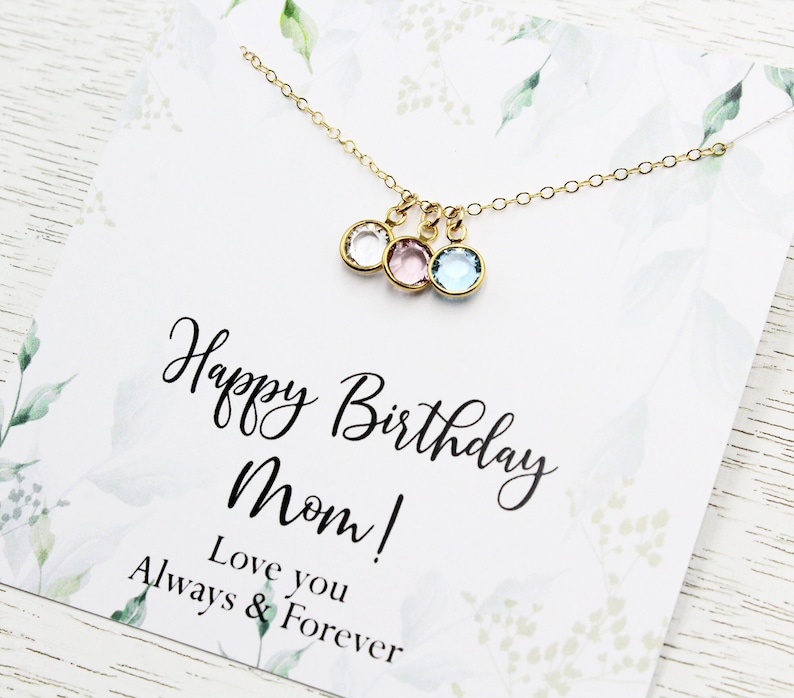 Mother's Day Birthstone Necklace Gift Personalized Necklace Select Message Card Personalized Grandma Gift Crystal Gift for Her image 1