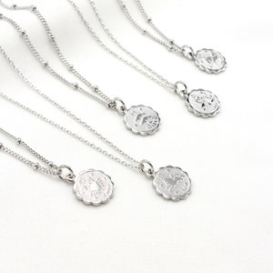 Silver Gemini Zodiac Necklace, Silver Cancer Astrology Pendant, Gold Constellation Jewelry, Dainty Leo Charm, Minimal Horoscope