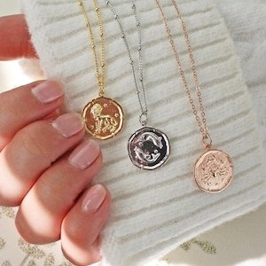 Widder Sternzeichen Halskette | Rosegold Taurus Astrologie Anhänger | Silber Horoskop Zwillingsscheibe | Griechisches Sternzeichen | Astrologie Fische Charme