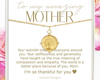 Amazing Mother Necklace, Family Tree Necklace for Mom in Gold or Silver, Waterproof Pendant for Birthday, Christmas Gift