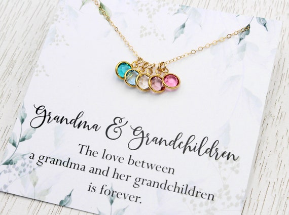 Birthstone necklace for grandmother deals