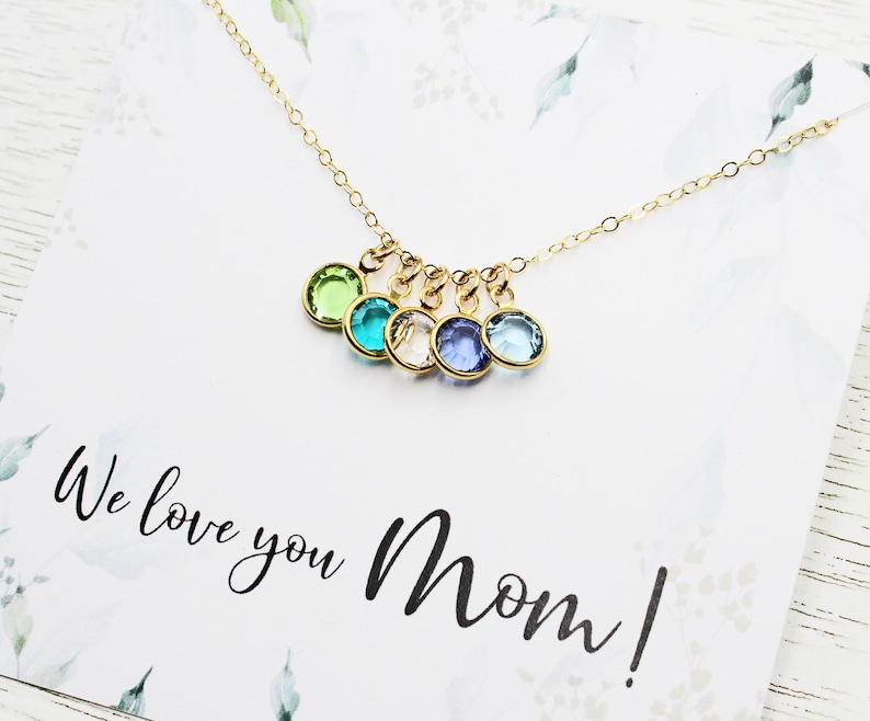 Mother's Day Birthstone Necklace Gift Personalized Necklace Select Message Card Personalized Grandma Gift Crystal Gift for Her image 3
