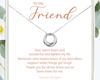 Silver Eternity Circle Necklace, Friendship Jewelry Gift in Gold or Silver. Circle Link Pendant, With Message Card, Waterproof Jewelry