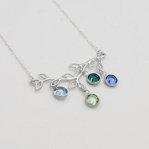 Silver Family Tree Necklace | Gold Birthstone Necklace | Rose Gold Branch Necklace |Children’s Birthstones Necklace | Christmas Gift