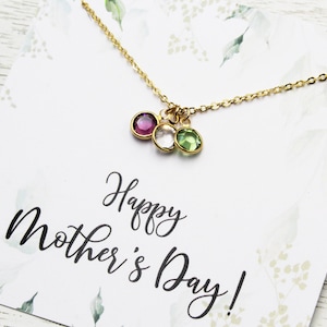 Mother's Day Birthstone Necklace Gift Personalized Necklace Select Message Card Personalized Grandma Gift Crystal Gift for Her image 2