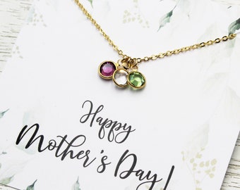 Mother's Day Birthstone Necklace Gift |  Personalized Necklace | Select Message Card | Personalized Grandma Gift | Crystal Gift for Her