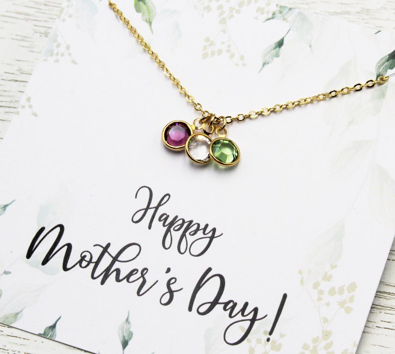 Mother's Day Birthstone Necklace Gift Personalized Necklace Select Message Card Personalized Grandma Gift Crystal Gift for Her image 2