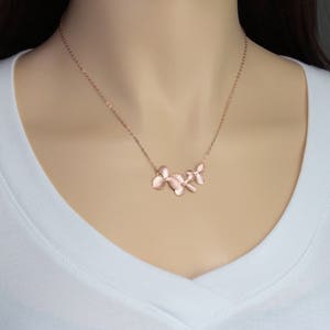 Personalized Sisters Necklace Sister's Gift Rose Gold Flower Charm Orchid Flowers Wedding Bridal Jewelry Gift image 6