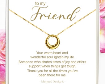 Gold Friendship Necklace | Silver  Eternity Pendant | BFF Jewelry Gift | Minimal Circle Link Necklace | Silver  | Waterproof Jewelry