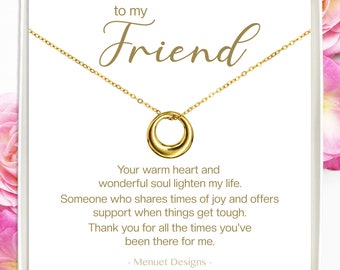 Jewelry Gift for Friend, Gold Eternity Circle Necklace, Silver Friendship Circle Link Pendant, Waterproof, Christmas gift, BFF Jewelry Gift