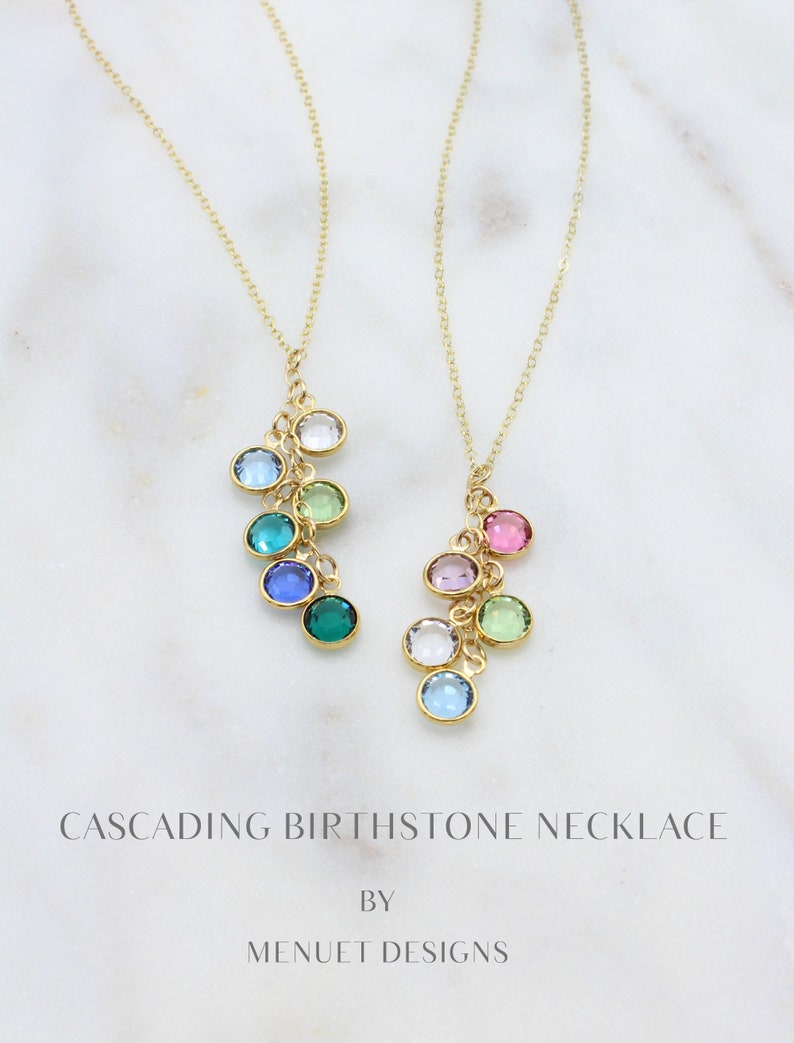 Birthstone Necklace Cascading Crystal Birthstone Necklace Etsy