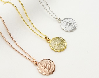 Dainty Gold  Zodiac Necklace | Zodiac coin Necklace  | Celestial Necklace | Scorpio Zodiac Pendant | Sagittarius, Capricorn, Aquarius, Aries