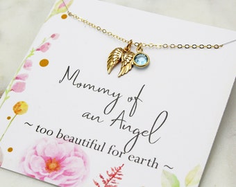 Angel Wing Birthstone Necklace | Double Wing Charm Necklace | Birthstone Choice | Angel Child | Gift for Daughter | Gift for Mother