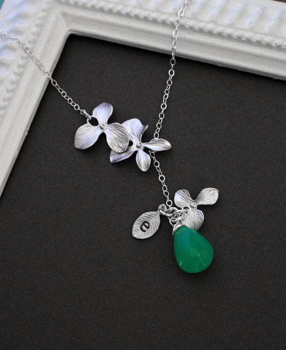 Items similar to Custom Birthstone Necklace, Personalized Silver ...