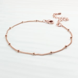 Dainty Beaded Bracelet | Minimal Dew Drop Bracelet | Rose Gold Bracelet |  Gold Satellite  Chain Bracelet | Adjustable Bracelet |Bridal Gift