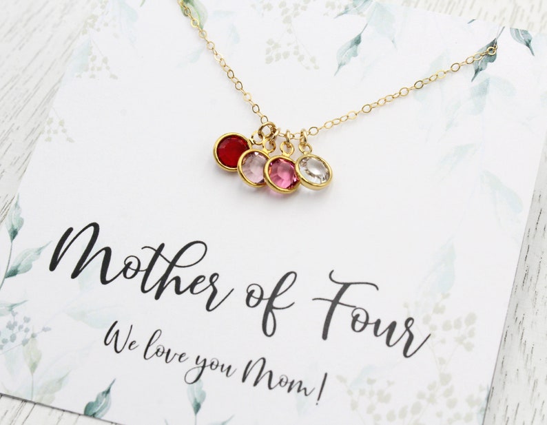 Personalized Necklace for Grandmother Crystal Birthstone Necklace for Mom Gift for Mom in Silver Gold or Rose Gold Jewelry for NANA