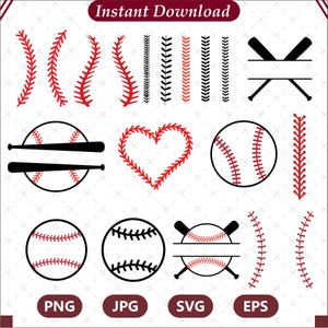 Baseball SVG Bundle, Baseball Monogram Stitches Svg. Sports Mom Clipart, Baseball Team Shirt Designs for Cricut & Silhouette, Digital Files