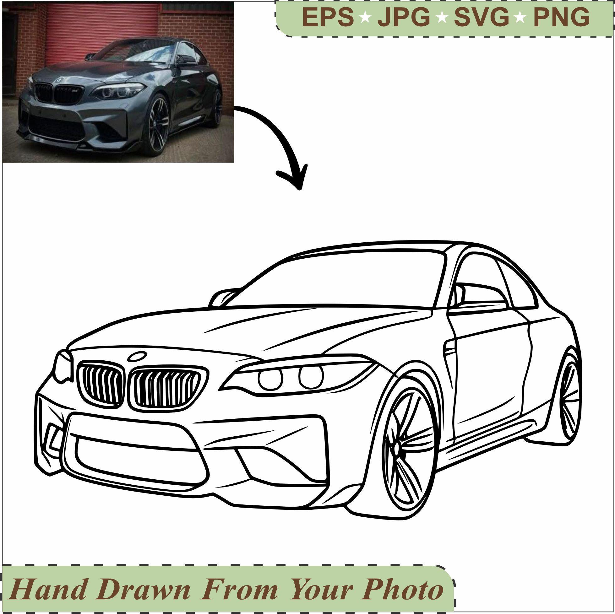 Car line drawing - Etsy België, image size:1958x1956