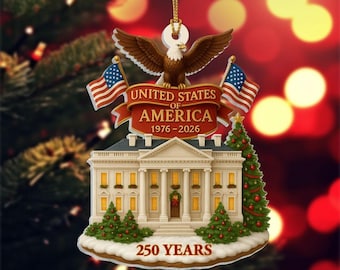 USA 250th Anniversary 2D Acrylic Ornament, Patriotic Christmas Ornament Gift