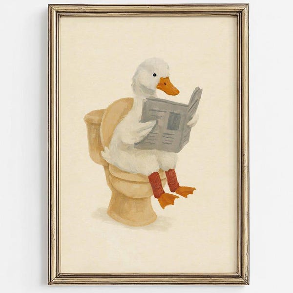 Duck Bathroom Poster | Quirky Toilet Reading Art