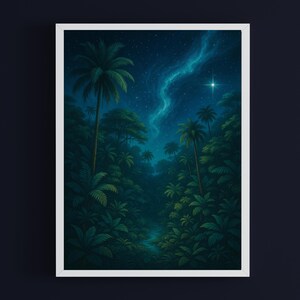 DIGITALER DOWNLOAD | Sternenklare Nacht Dschungel Kunstdruck