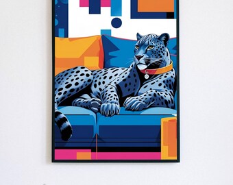 アートプリントポップアート「ヒョウ」、猫 - Etsy 日本