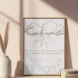 Digital Art | Storm & Bloom Digital Art | Self Love Quote | Self Love Digital Poster | Self Care Digital Print | Simple Nature Poster