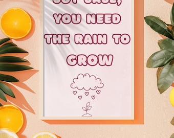 Self Love Quote Print: Pastel Heart Raindrops (Digital Download