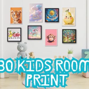 30 Playful Kids Room Prints Bundle | Nursery Wall Art Set | Playroom Decor | Digital Downloadable Kids Room Art Posters