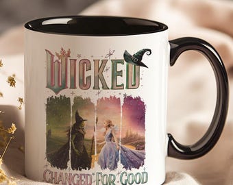Wicked Changed For Good Mug Magical Fantasy Design Featuring Good Witch-Wicked Witch Beautiful Pastel Scene Coffee Cup Gift for Musical Fans