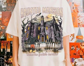 Vintage Haunted Mansion Halloween Shirt, Mickey Mouse Welcome Foolish Mortals Tee,Disney Spooky Castle Top, Retro Halloween Party Gift Shirt