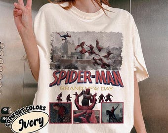 Vintage Spider-Man Brand New Day Shirt, Retro Movie Poster Graphic Tee, Spiderman Film Stills Bootleg Top, Superhero Cinematic Fan Gift
