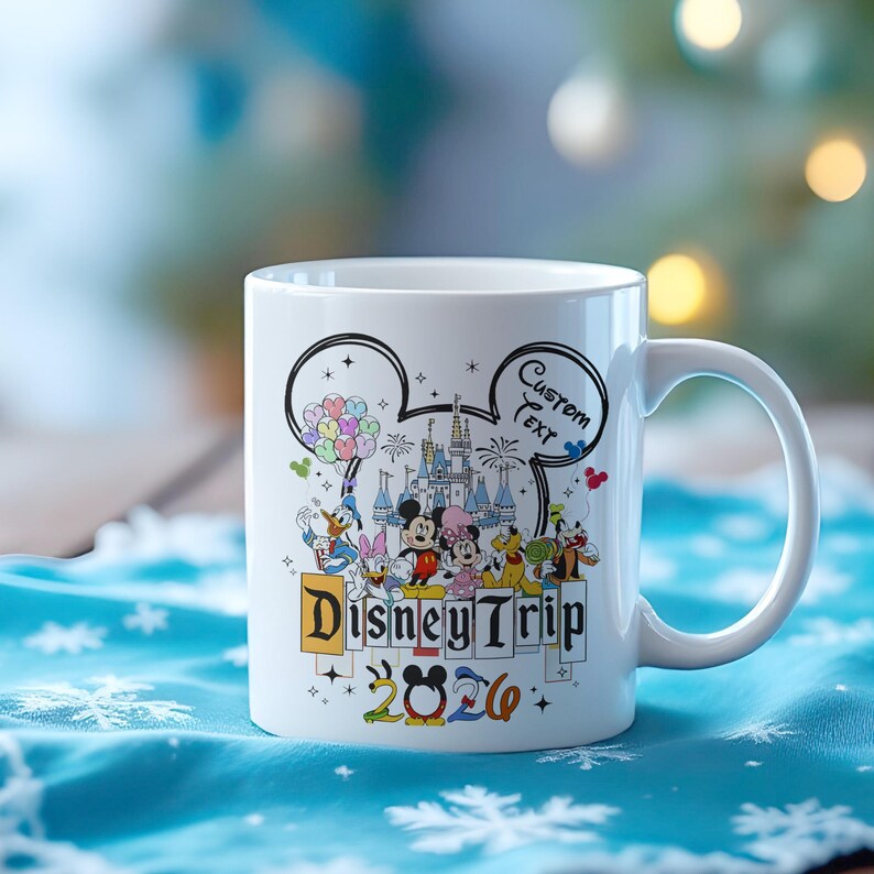 Personalized Disney Trip Mug 2026 with Custom Name – Family Vacation Souvenir Cup Featuring Mickey Mouse and Friends image 4