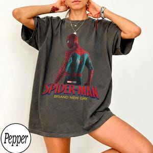 Vintage Spider-Man Brand New Day Shirt, Retro Superhero Movie Bootleg Tee, Classic Spiderman Back View Graphic Top image 1