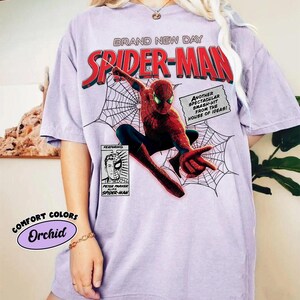 Vintage Spider-Man Brand New Day Shirt, Retro Superhero Movie Bootleg Tee, Amazing Spiderman Comic Art Top, Peter Parker Marvel Fan Gift afbeelding 3