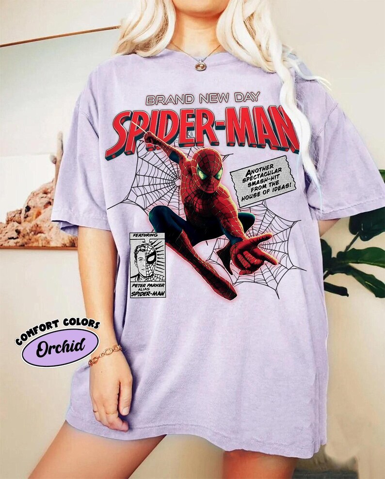 Vintage Spider-Man Brand New Day Shirt, Retro Superhero Movie Bootleg Tee, Amazing Spiderman Comic Art Top, Peter Parker Marvel Fan Gift afbeelding 3