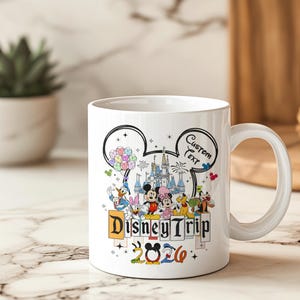 Personalized Disney Trip Mug 2026 with Custom Name – Family Vacation Souvenir Cup Featuring Mickey Mouse and Friends image 2